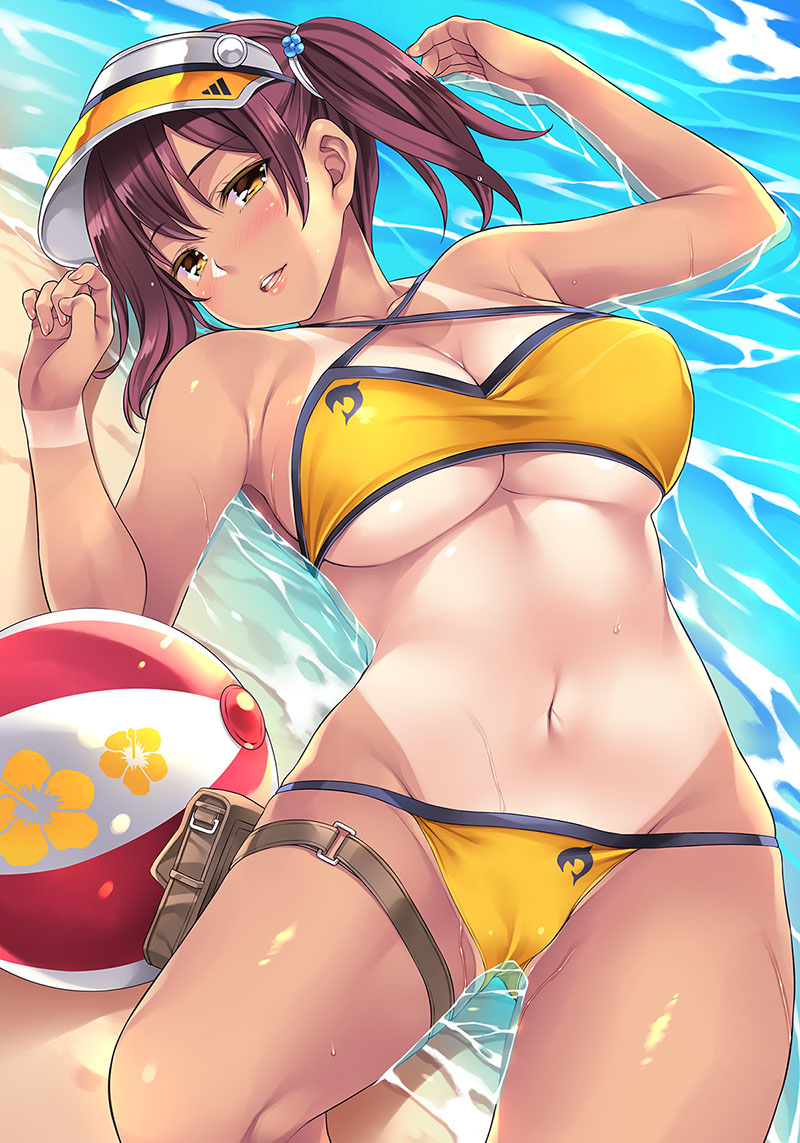 This is a pixiv picture whose title is 夏の海ではしゃぎすぎて….