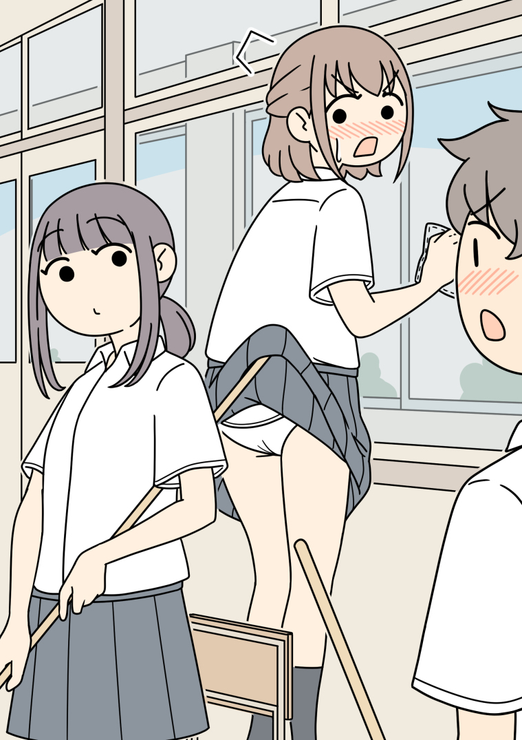 This is a pixiv picture whose title is スカートがめくれやすいJK.