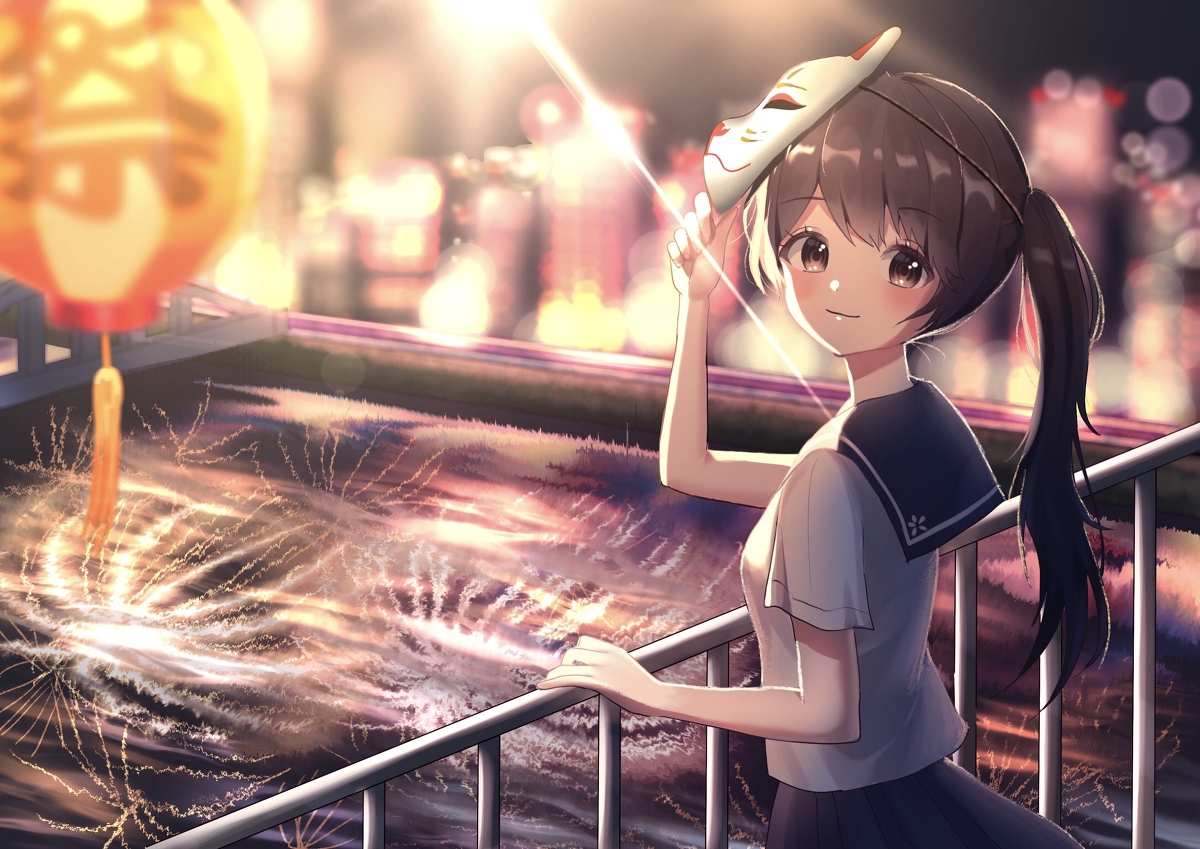 This is a pixiv picture whose title is 君と見た花火.