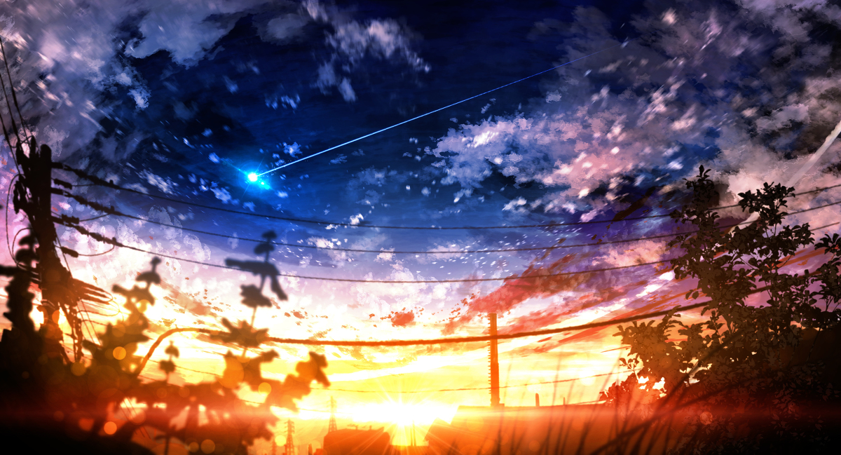 This is a pixiv picture whose title is 夕焼け空の練習.