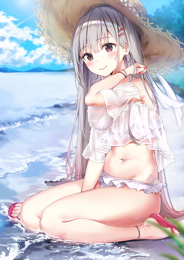 This is a pixiv picture whose title is ねぇ、君も来なよ。水が肌に当たって気持ちいいよ。.