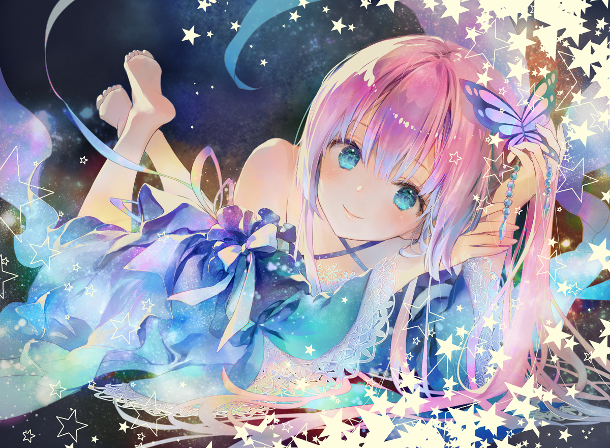 This is a pixiv picture whose title is 星を纏うドレス.