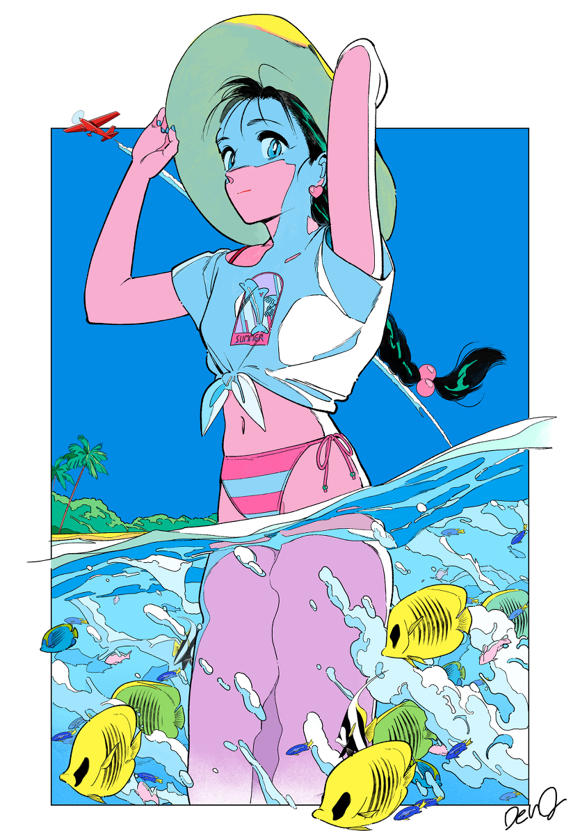This is a pixiv picture whose title is 暑は夏いね.