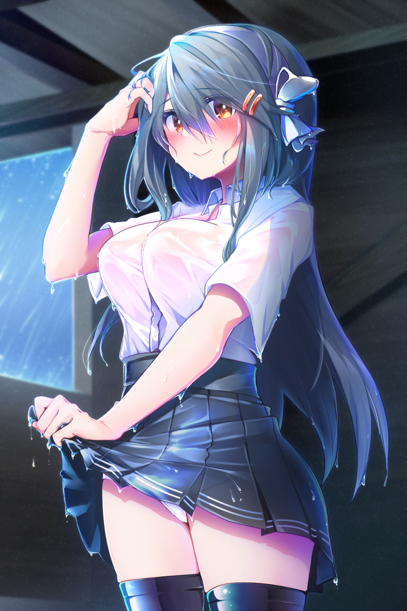 This is a pixiv picture whose title is 雨……中々止みませんね.