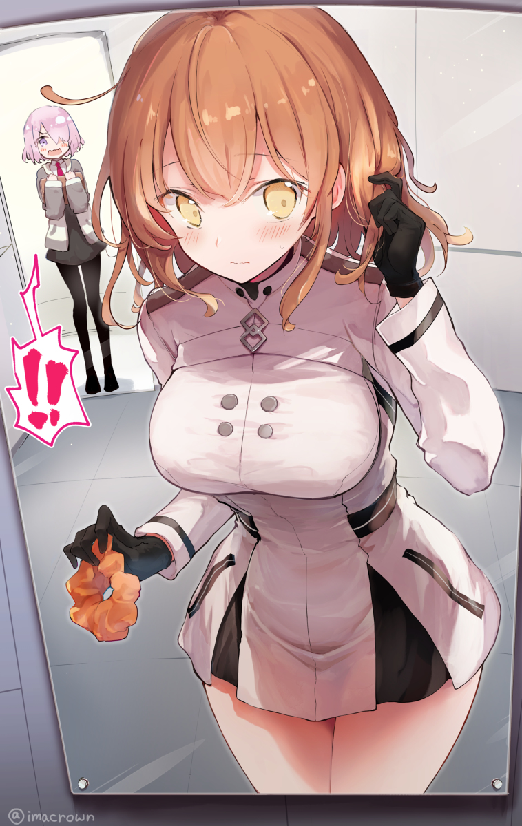 This is a pixiv picture whose title is 「ねえマシュ、おかしくないかなぁ……？」.