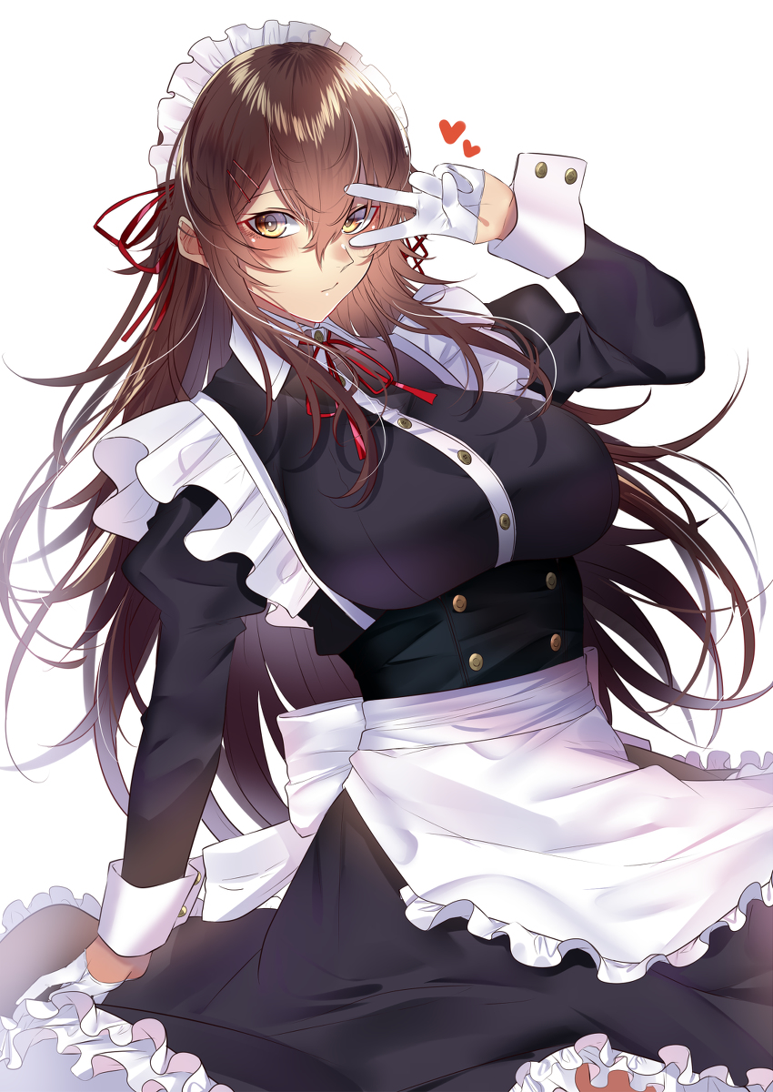 This is a pixiv picture whose title is メイドさんピース！.