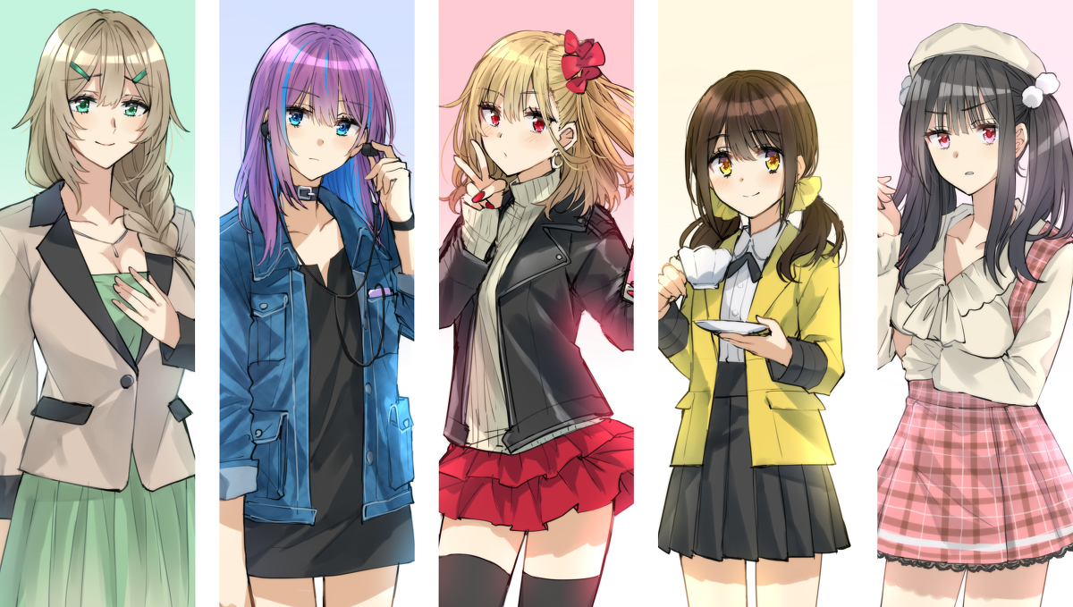 This is a pixiv picture whose title is 戦隊カラー系女子.