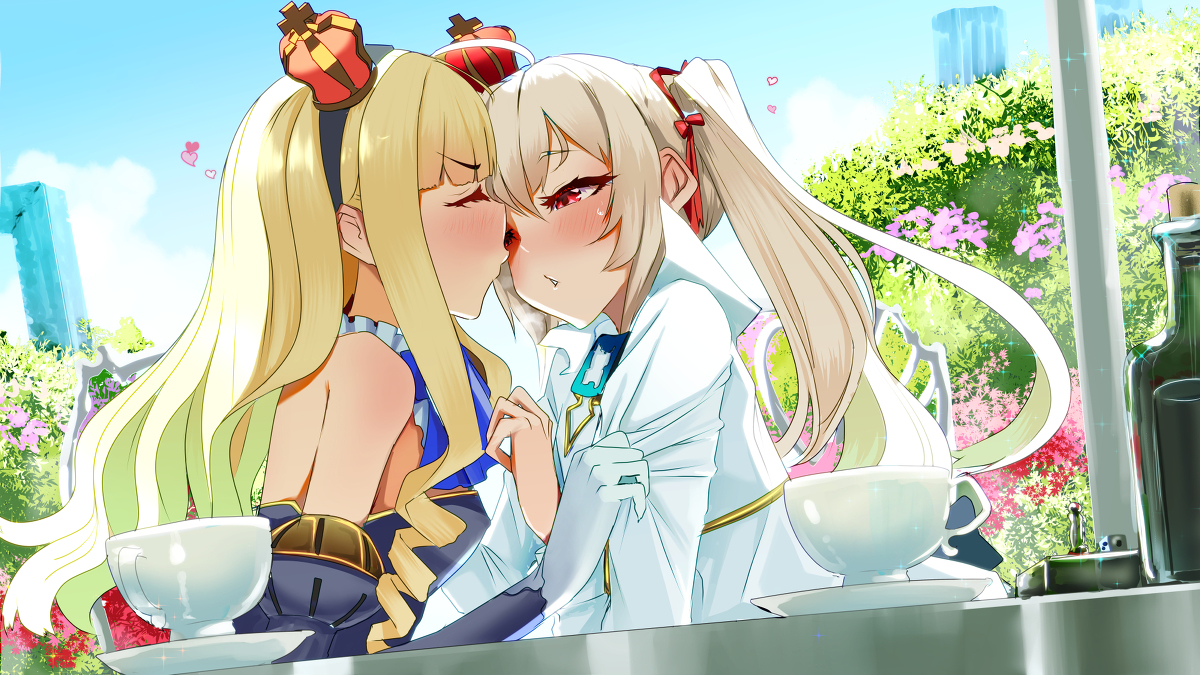 This is a pixiv picture whose title is 高貴なもの同士にのみ許された対等なちゅっちゅ.