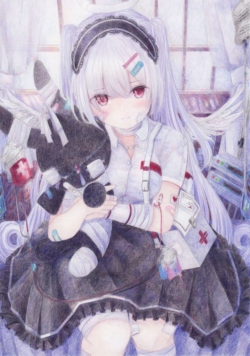 This is a pixiv picture whose title is 天使になりたい.