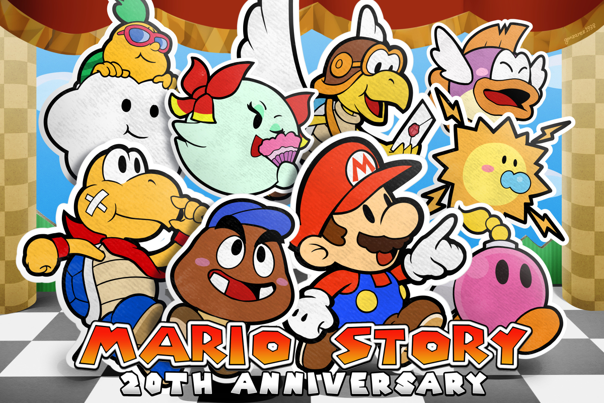 This is a pixiv picture whose title is マリオストーリー20周年.