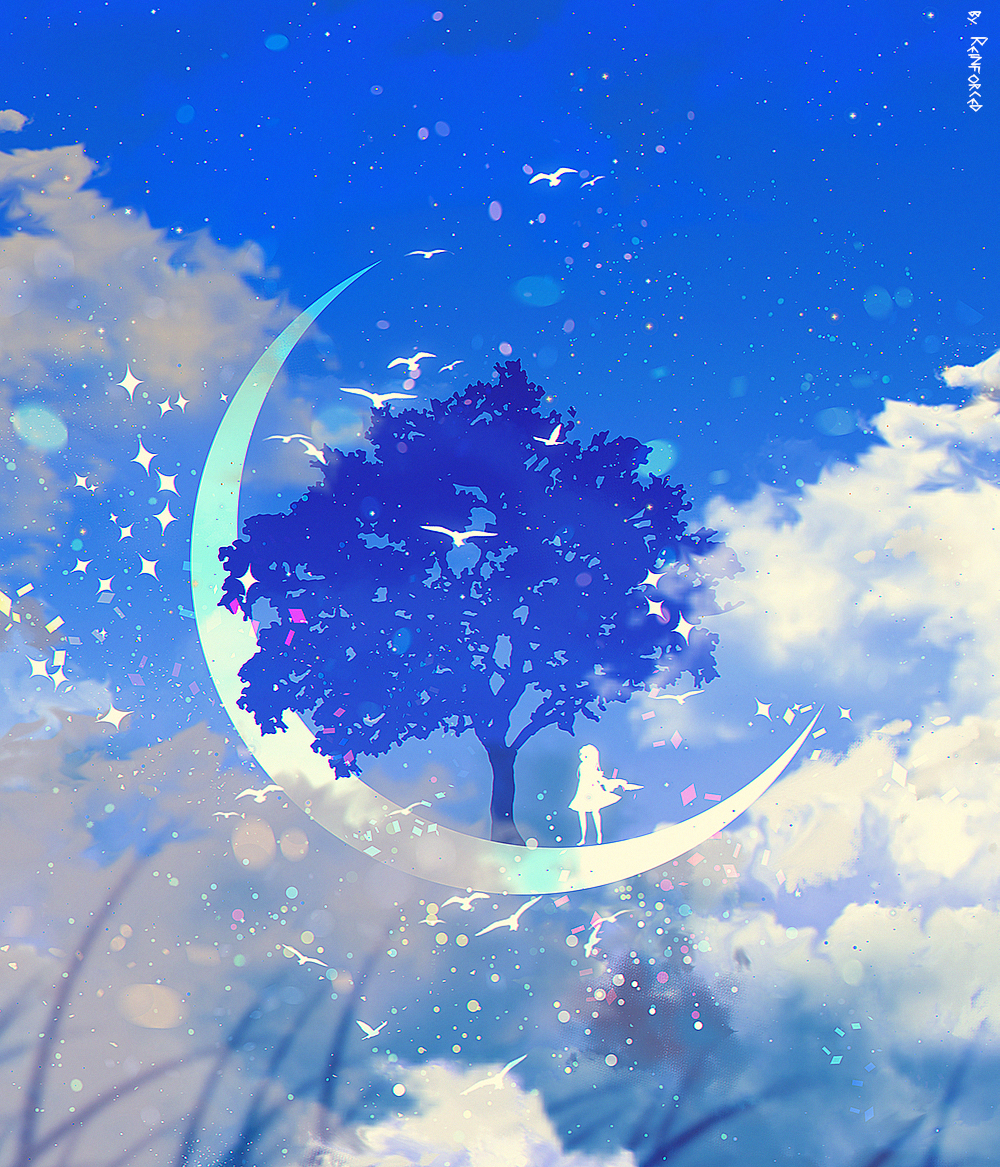 This is a pixiv picture whose title is moon tree.