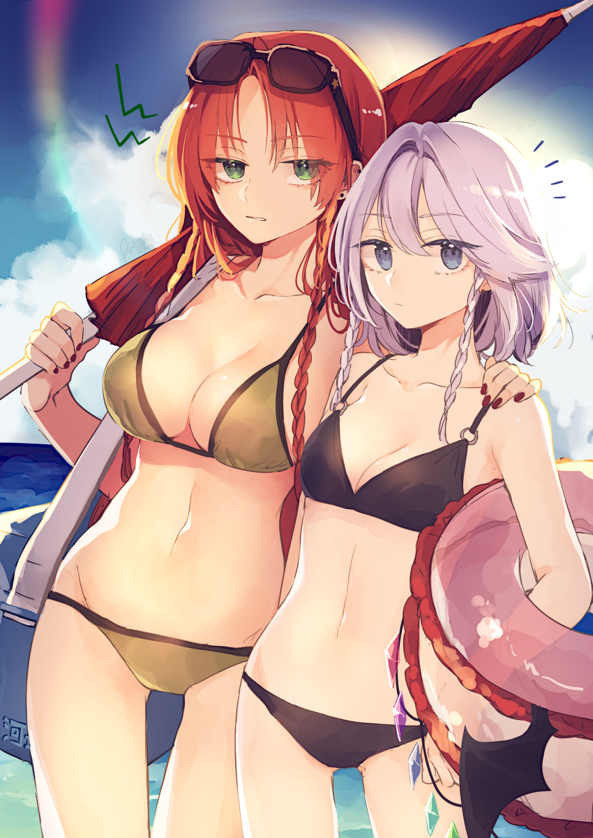 This is a pixiv picture whose title is 海で可愛い銀髪の女の子をナンパしようとした時の画像.