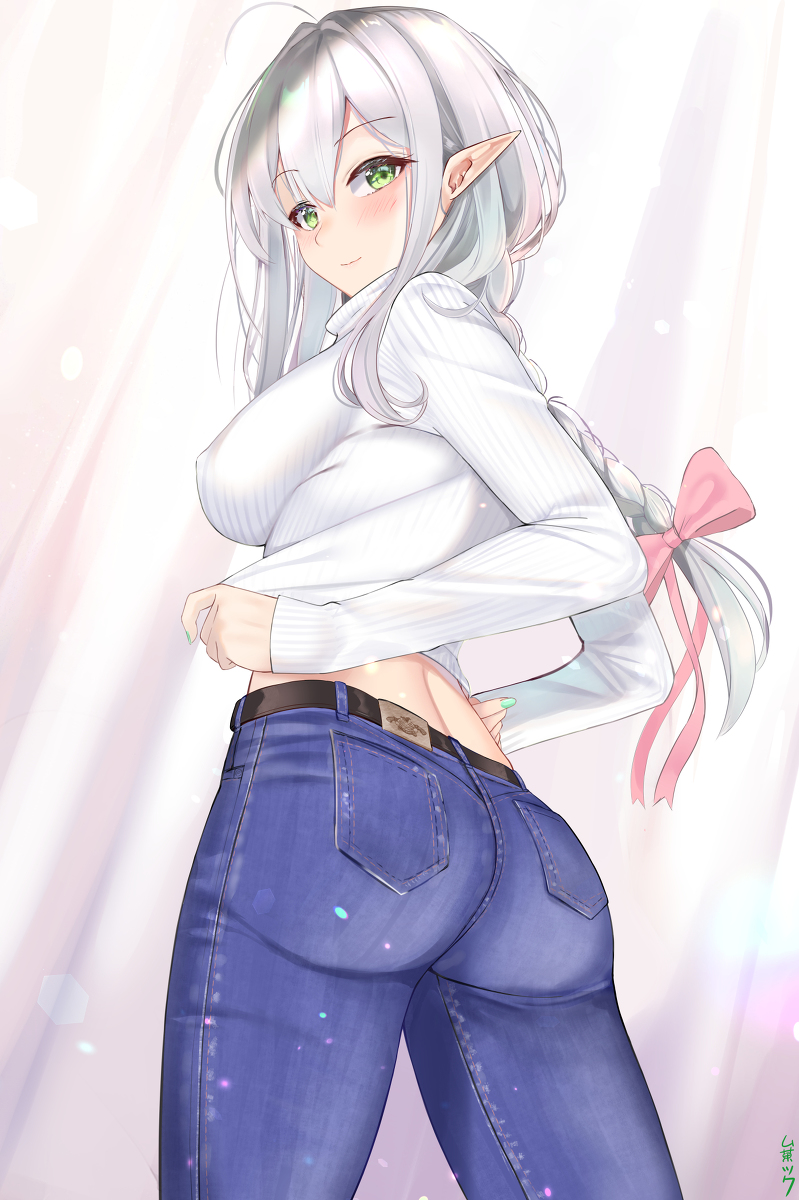 This is a pixiv picture whose title is エルフとジーンズはよく合う。.