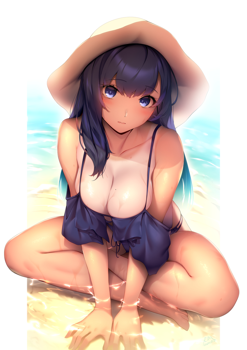 This is a pixiv picture whose title is 夏に水着のお姉さん.