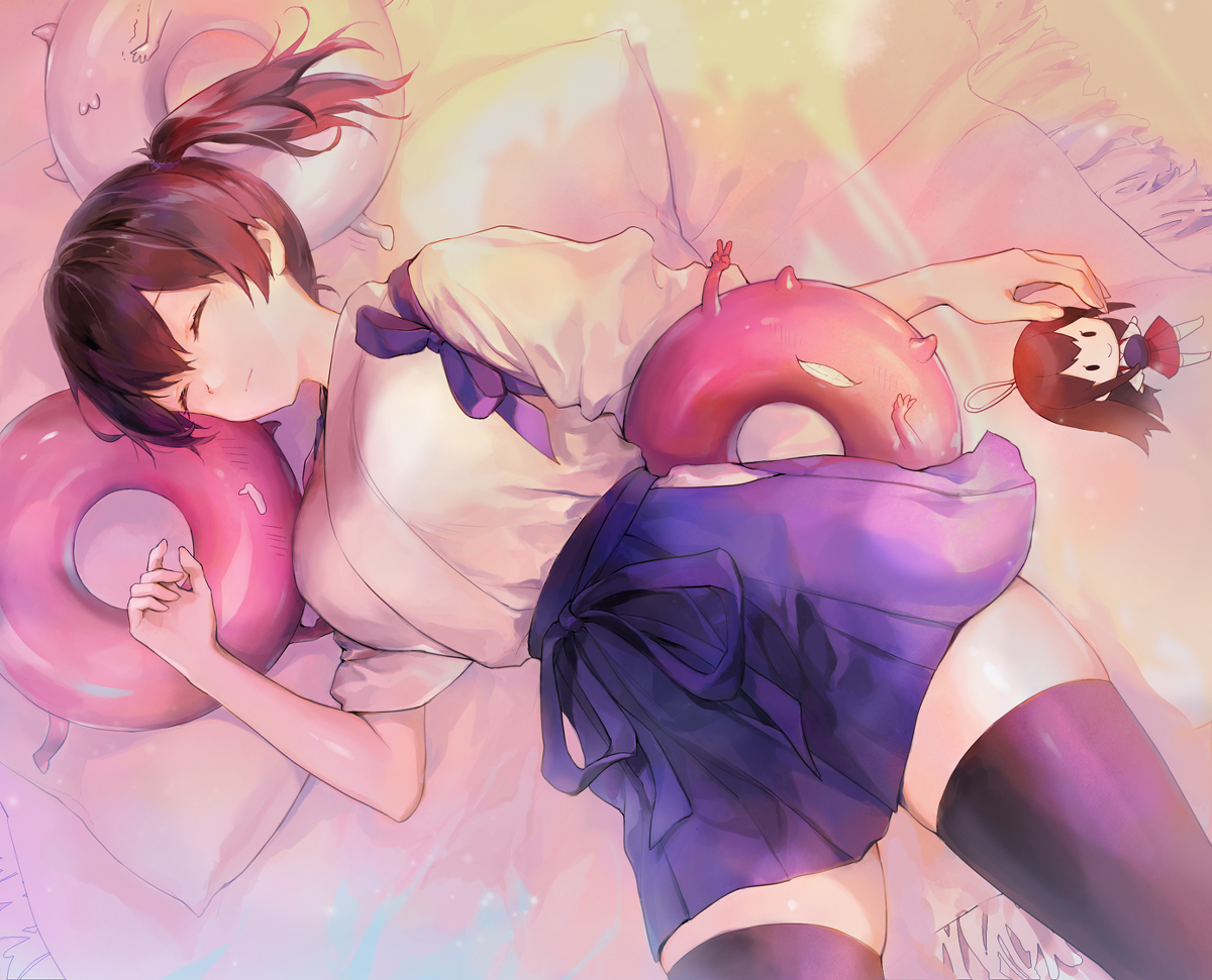 This is a pixiv picture whose title is 加賀さんの寝顔は意外と可愛いという噂.