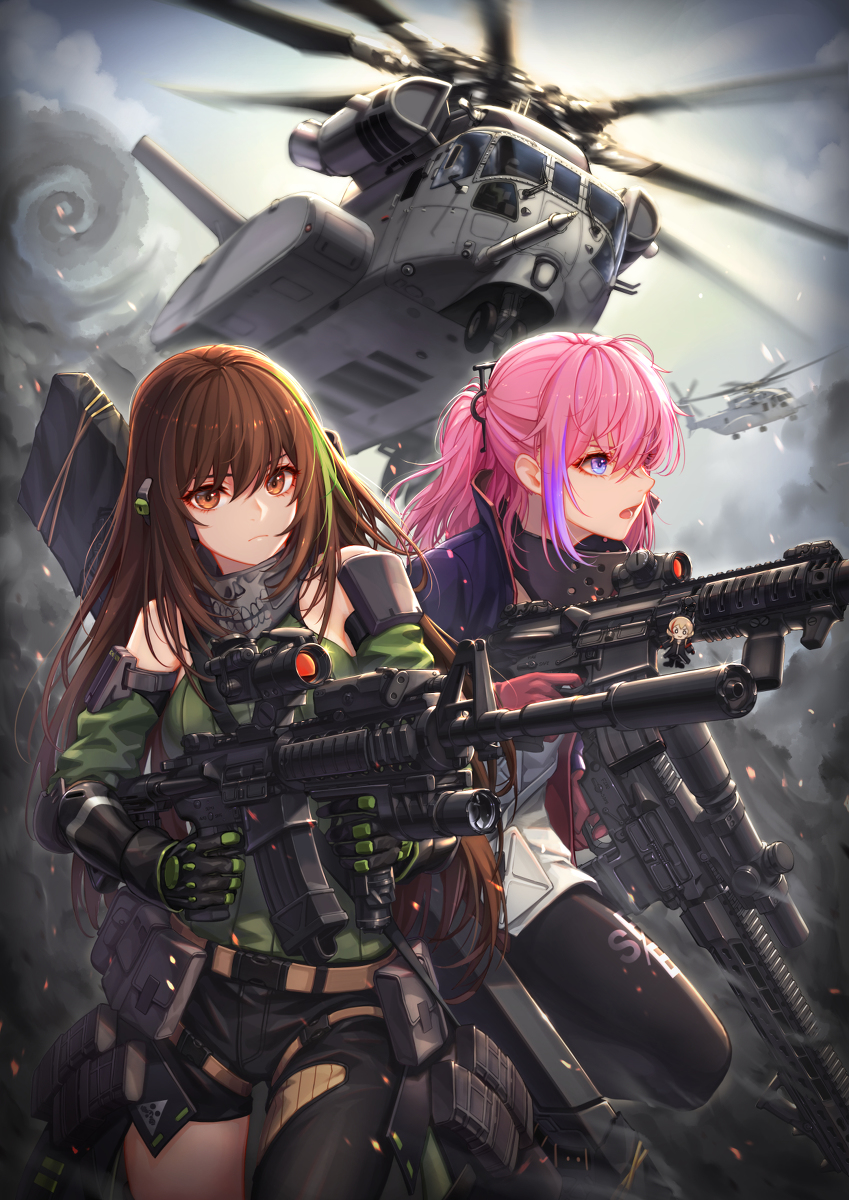 This is a pixiv picture whose title is M4A1 & ST AR-15.