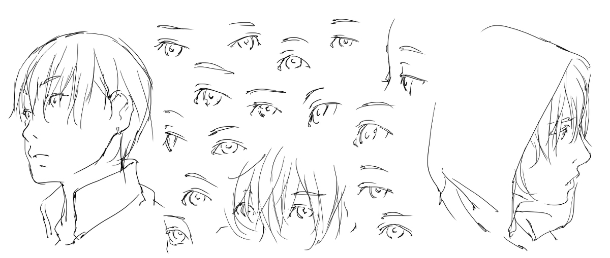 This is a pixiv picture whose title is 「目を考える。」.