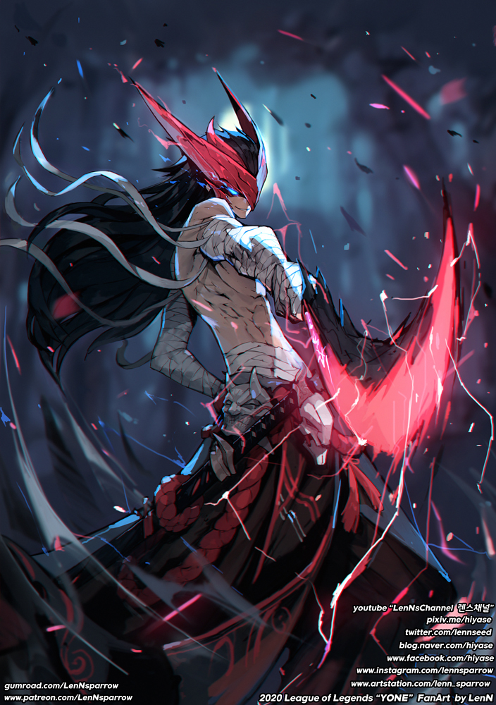 This is a pixiv picture whose title is League of Legends "YONE".