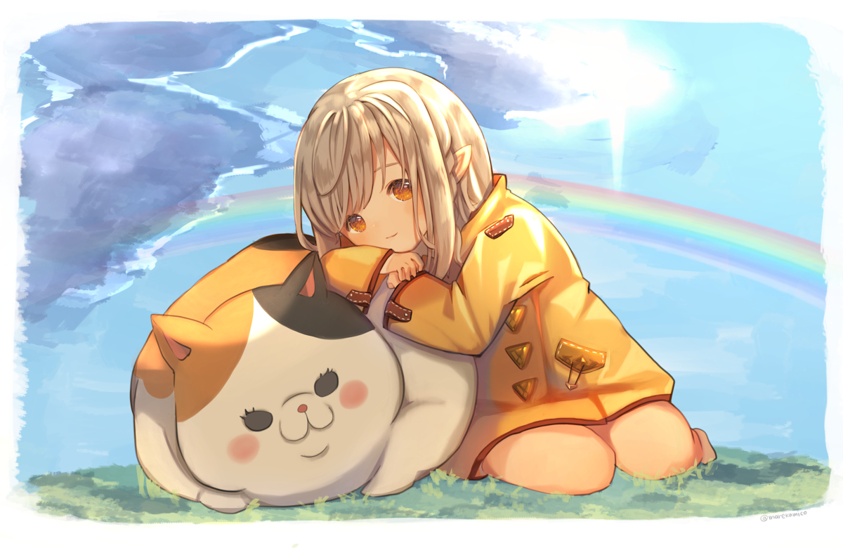 This is a pixiv picture whose title is ララフェル＆猫　他.