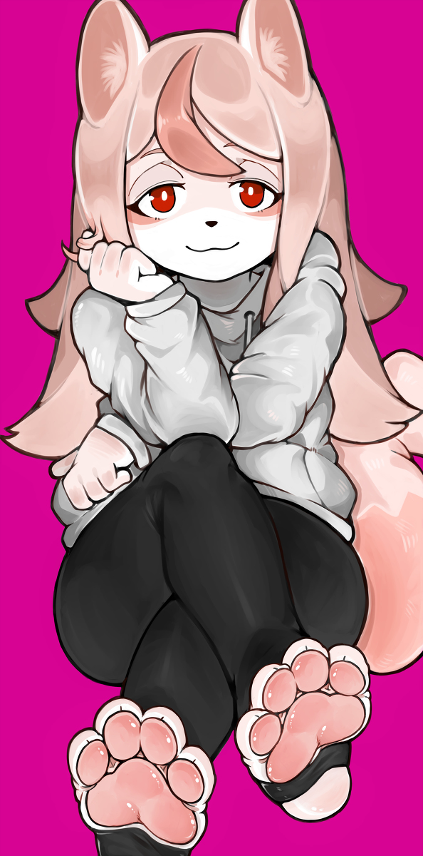 This is a pixiv picture whose title is 粉毛狐狐.