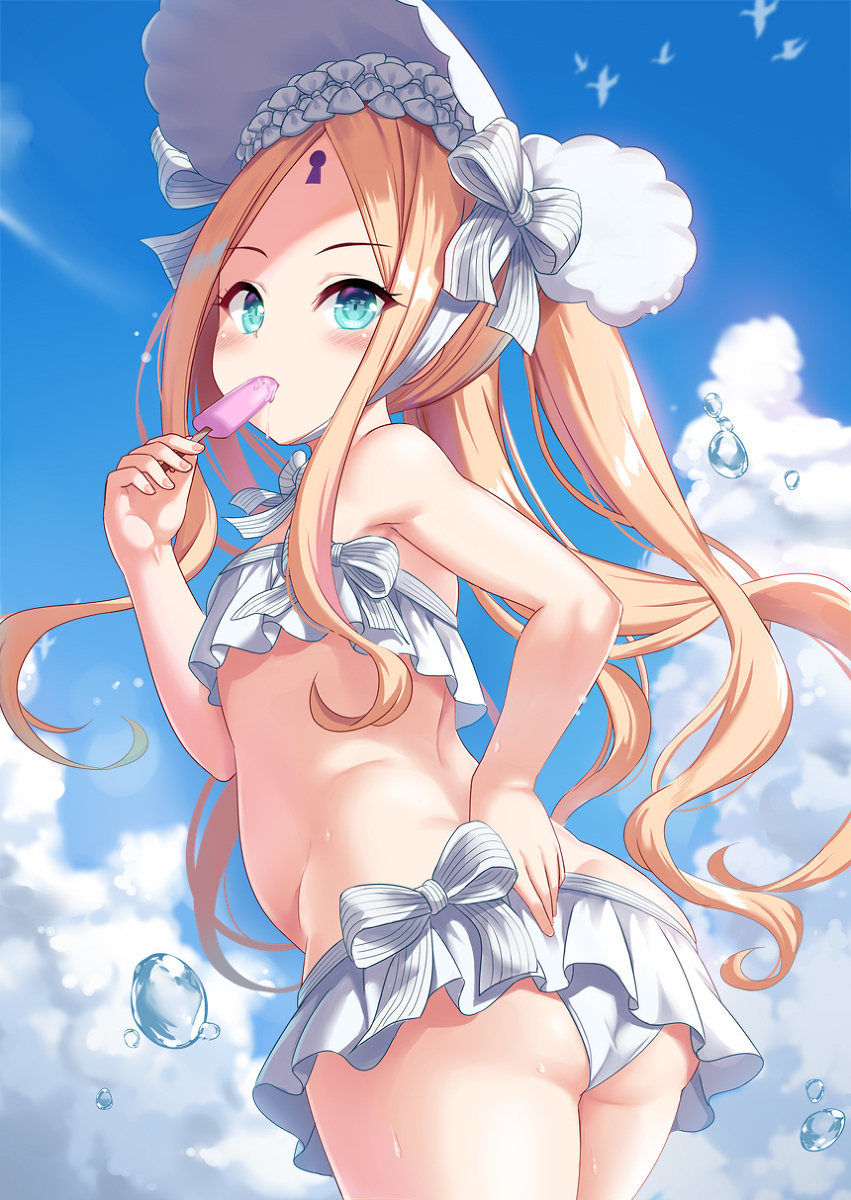 This is a pixiv picture whose title is 暑いので水着アビーちゃんを描きたい.