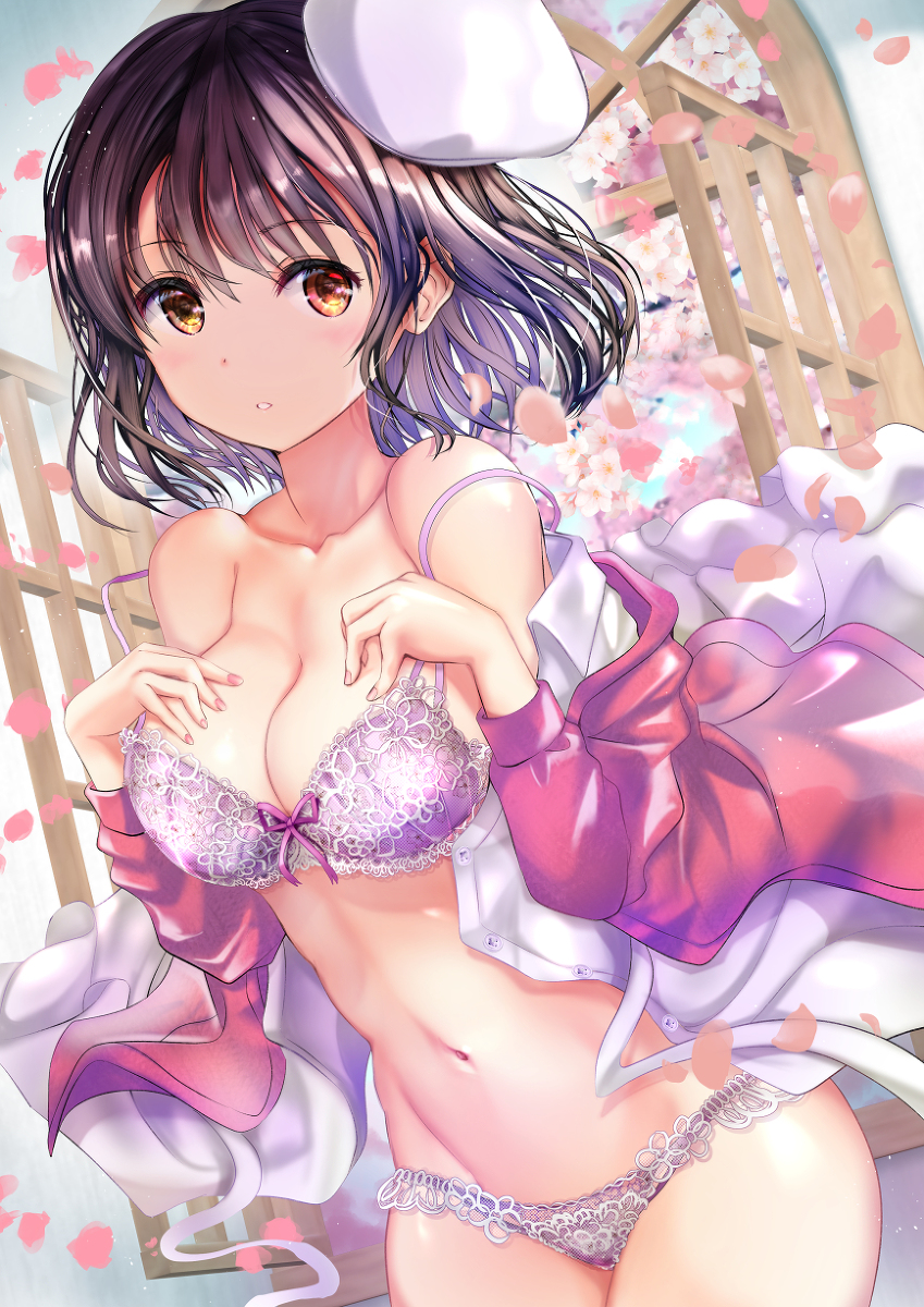 This is a pixiv picture whose title is 下着姿の加藤恵さん.