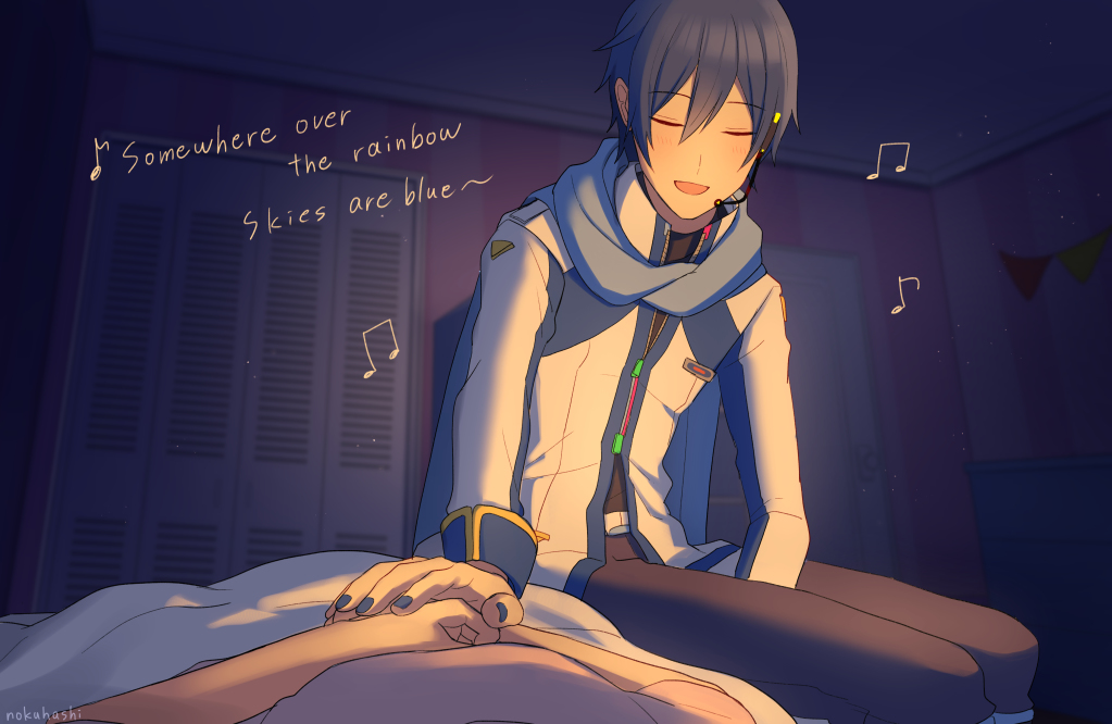 This is a pixiv picture whose title is 曲名はOver the Rainbow.