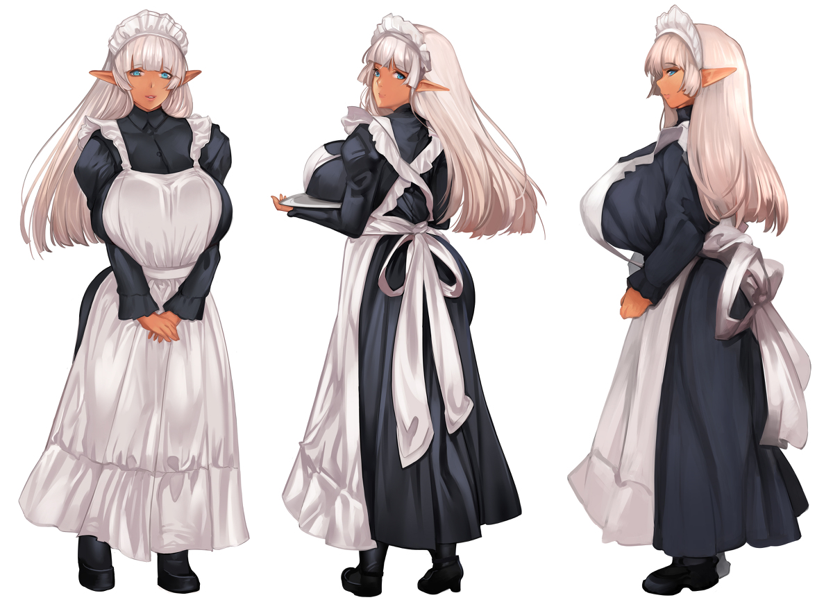 This is a pixiv picture whose title is 爆乳メイドクローディア キャラクターデザイン完成.