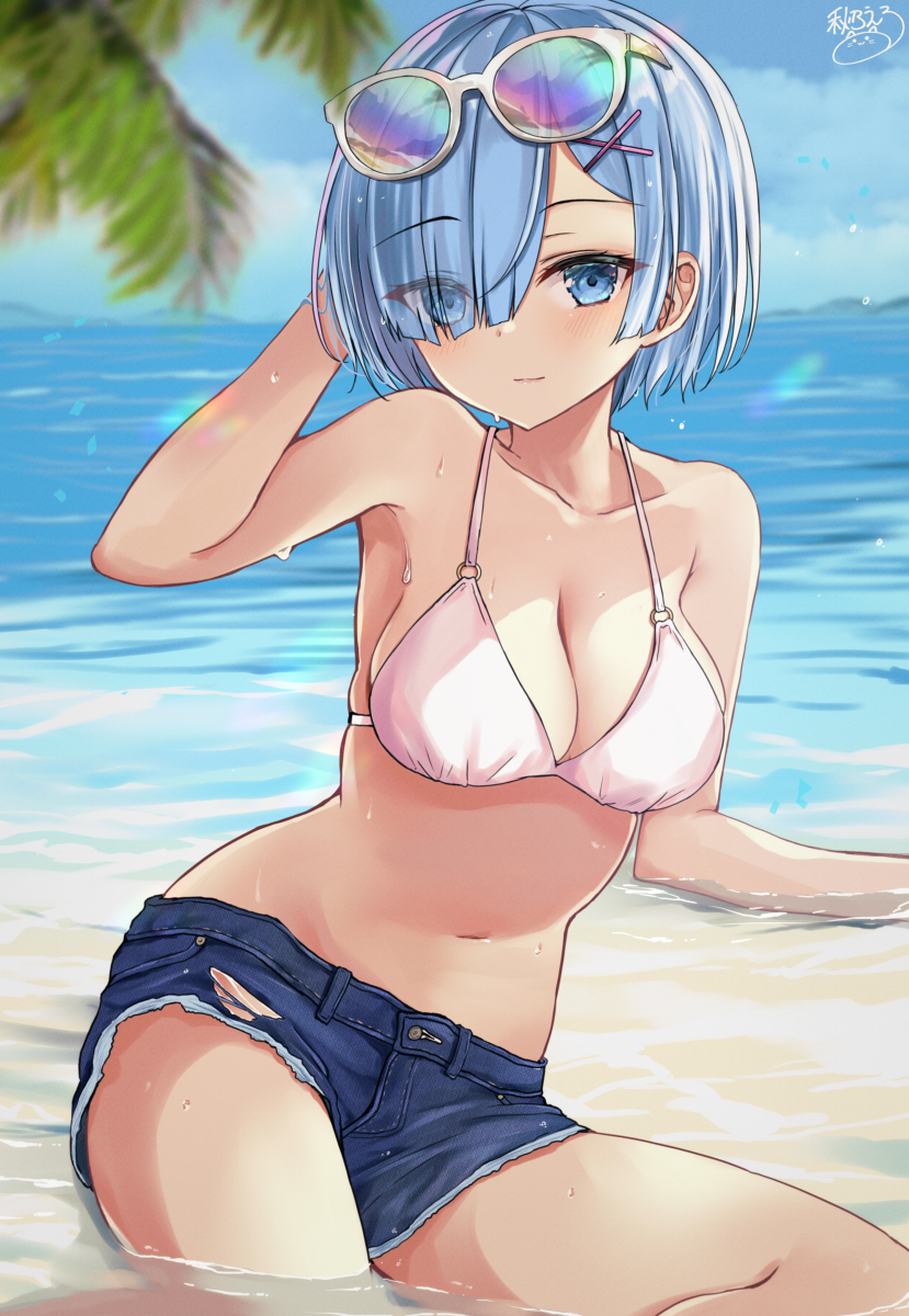 This is a pixiv picture whose title is 水着レム.