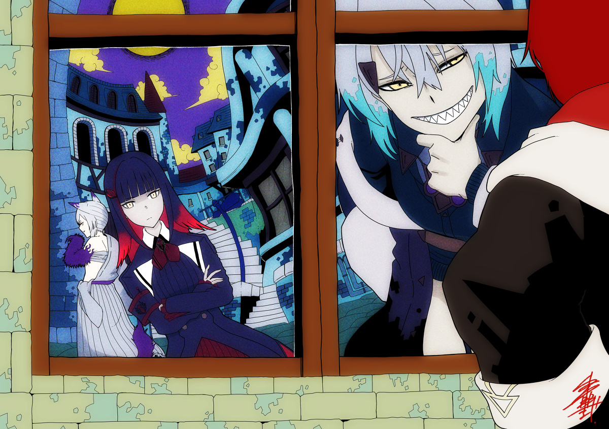 This is a pixiv picture whose title is さんばかオルタ　「鏡面」.