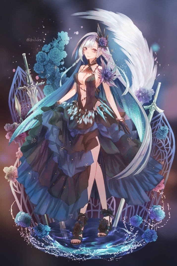 This is a pixiv picture whose title is 水着ブリュンヒルデちゃん.