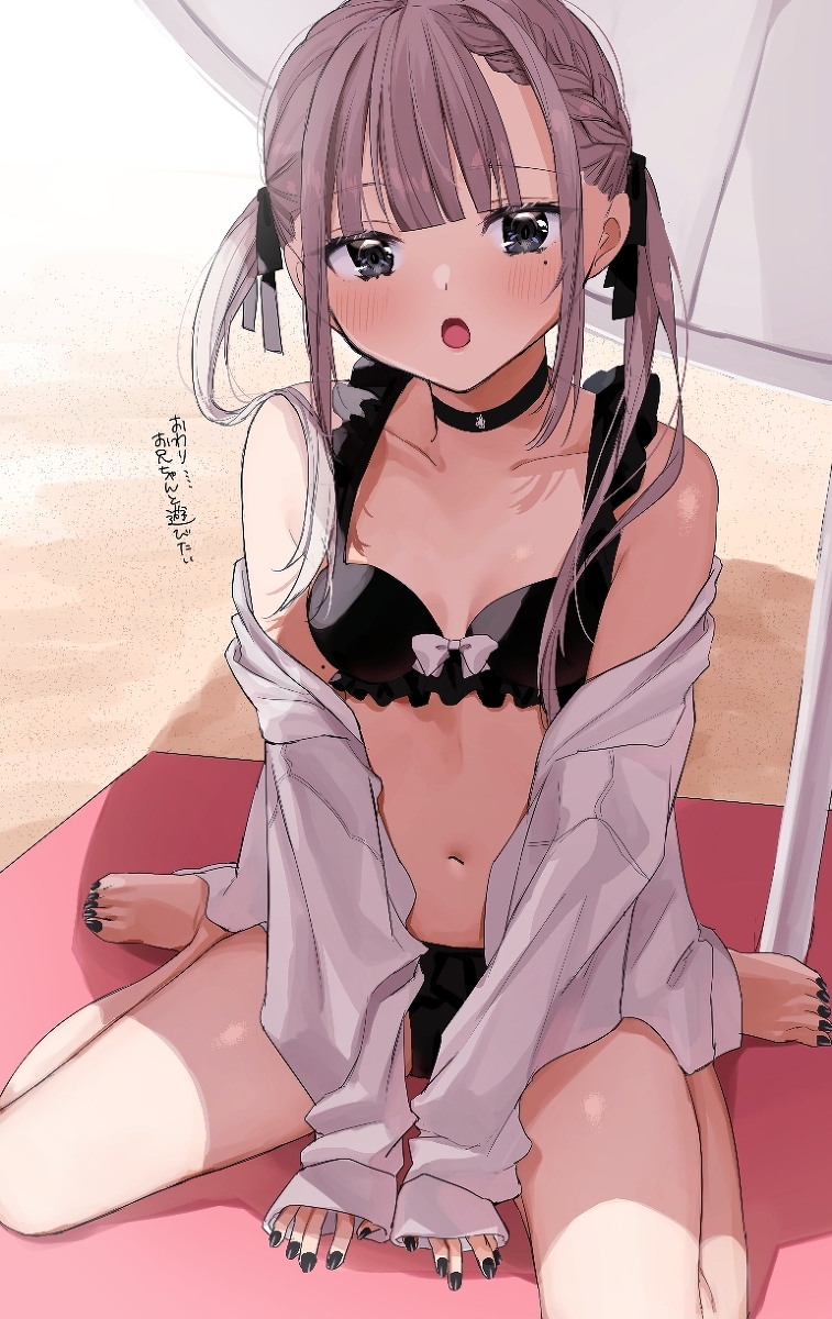 This is a pixiv picture whose title is お兄ちゃんは海入らないの？.