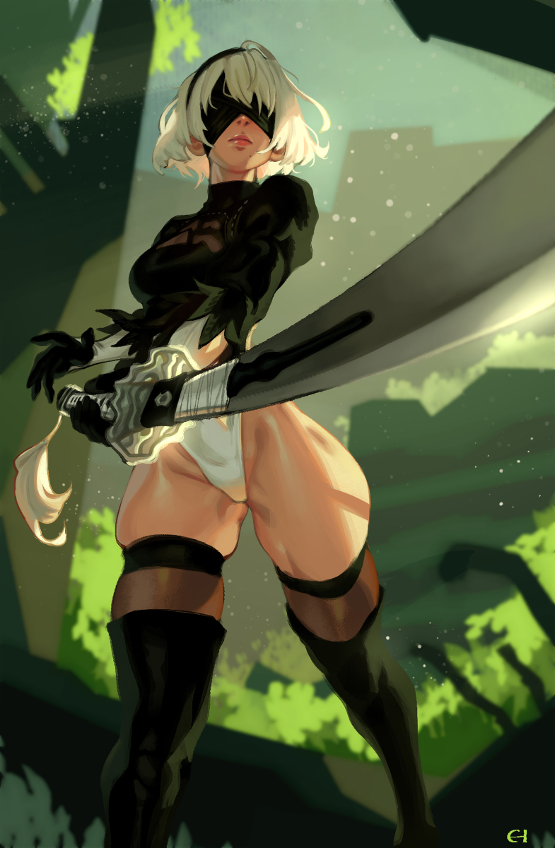 This is a pixiv picture whose title is 2B.