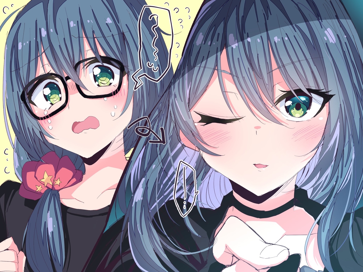 This is a pixiv picture whose title is 朝日六花⇔ロック.