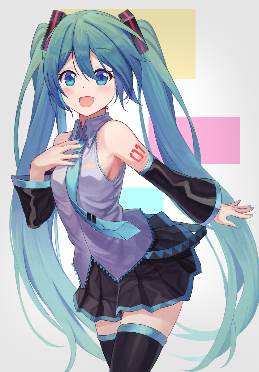This is a pixiv picture whose title is Miku!.