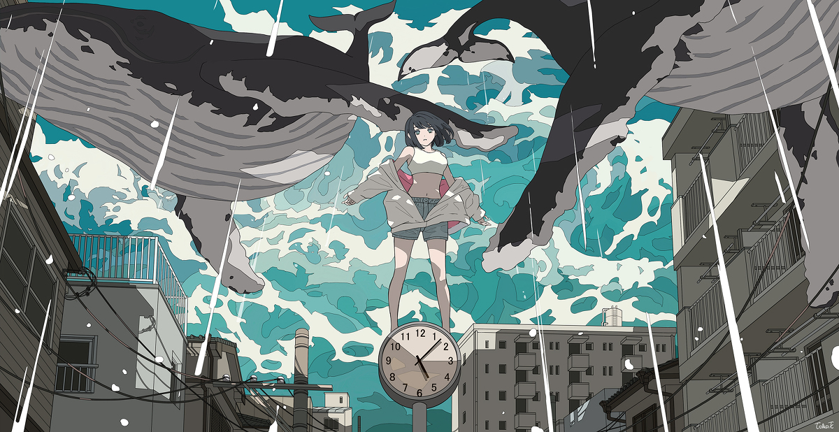 This is a pixiv picture whose title is 鯨注意報.