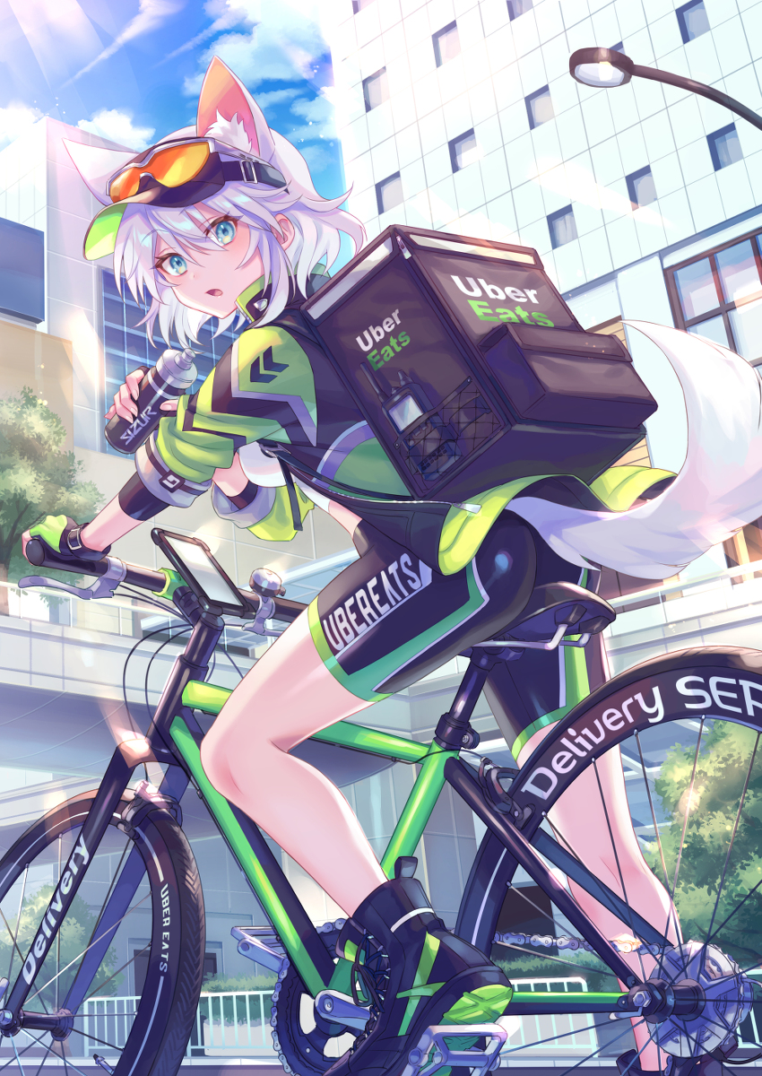 This is a pixiv picture whose title is ケモ耳+Uber Eats.