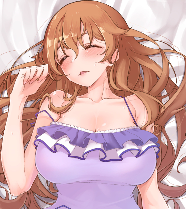 This is a pixiv picture whose title is 暑いから水着で寝ちゃう.