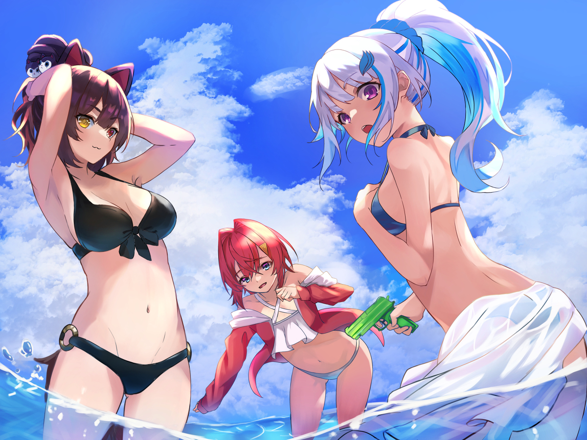 This is a pixiv picture whose title is さんばかの水着.