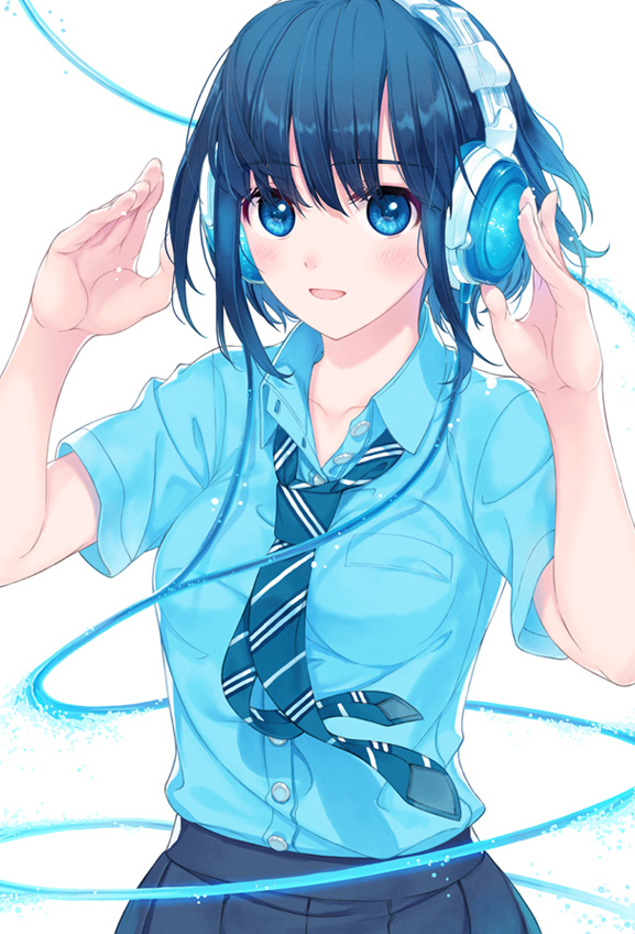 This is a pixiv picture whose title is 水流ヘッドホン.