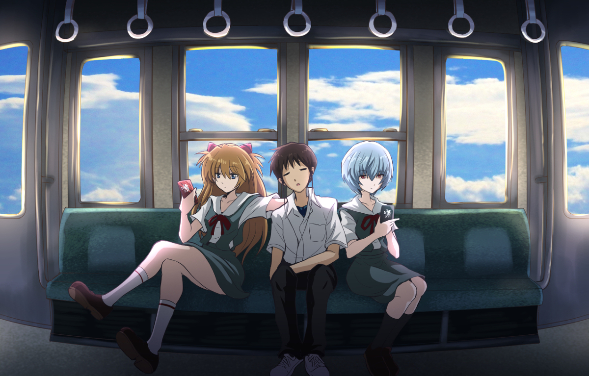 This is a pixiv picture whose title is 電車の中で.