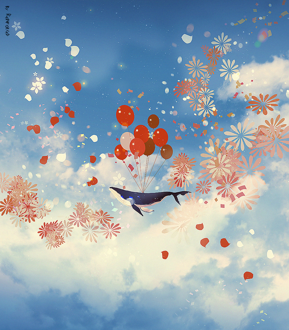 This is a pixiv picture whose title is sky whale.