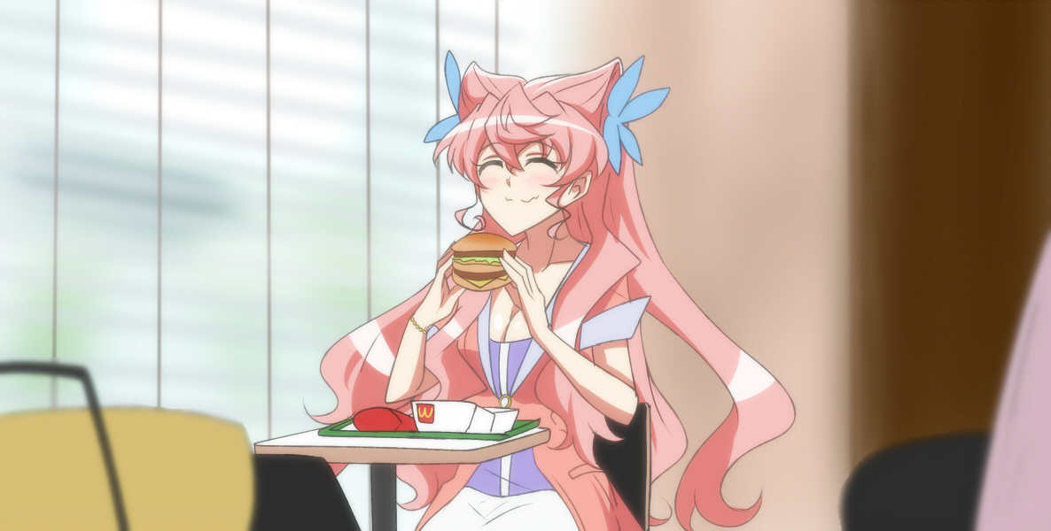 This is a pixiv picture whose title is ビッグマックを食べるマリア.