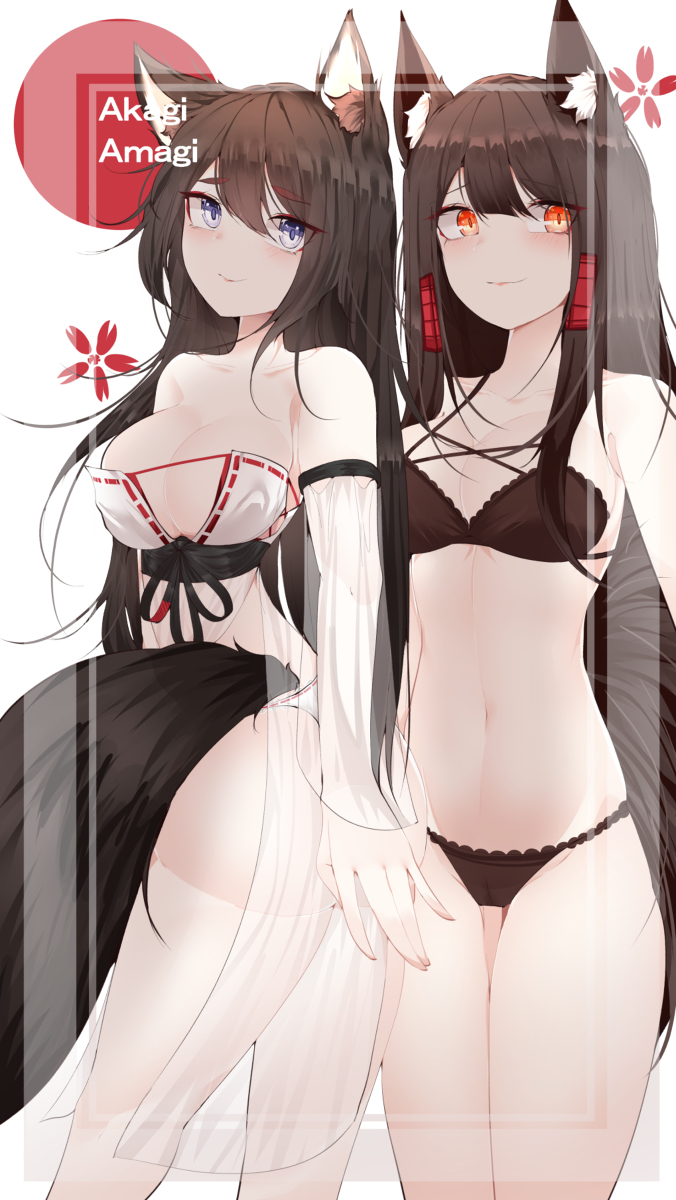 This is a pixiv picture whose title is Amagi & Akagi.