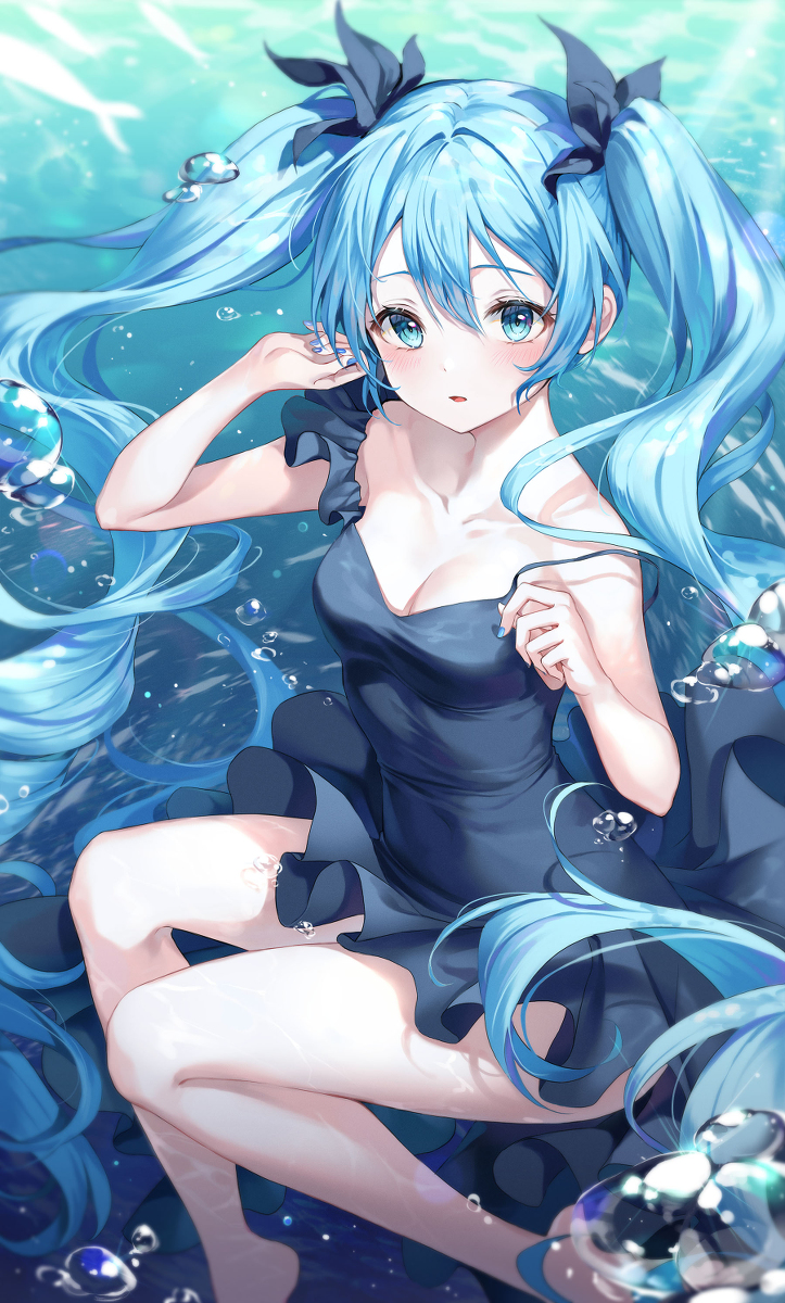 This is a pixiv picture whose title is 深海少女 ミク.