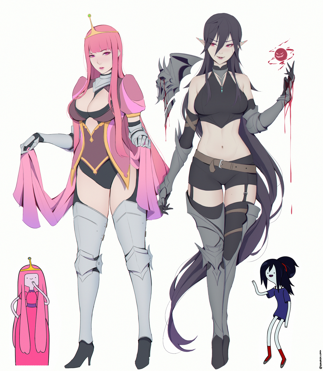 This is a pixiv picture whose title is Princess Bubblegum & Marceline.