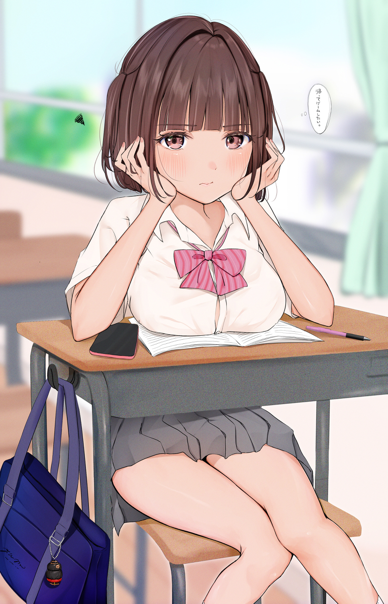 This is a pixiv picture whose title is ボブ茶髪ちゃん.
