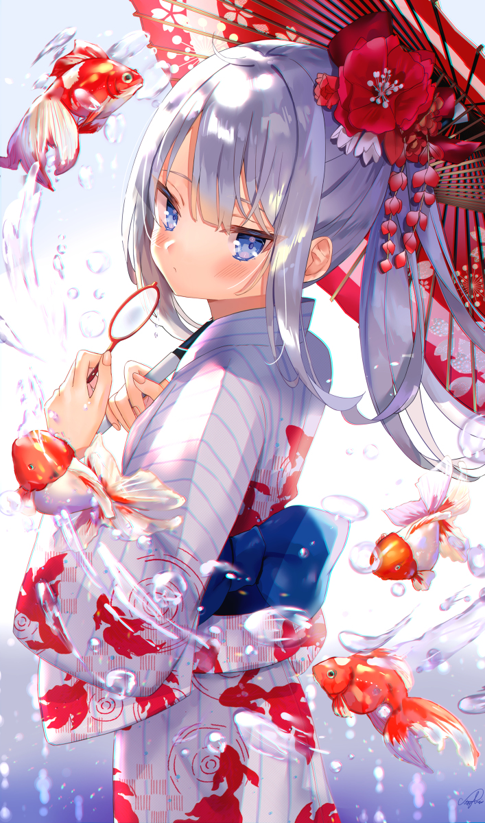 This is a pixiv picture whose title is 金魚すくい.