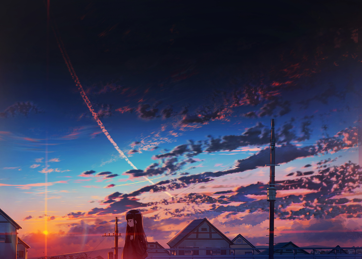 This is a pixiv picture whose title is 夕焼け雲.