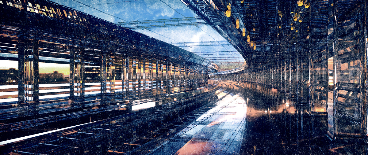 This is a pixiv picture whose title is 水晶の鉄道.